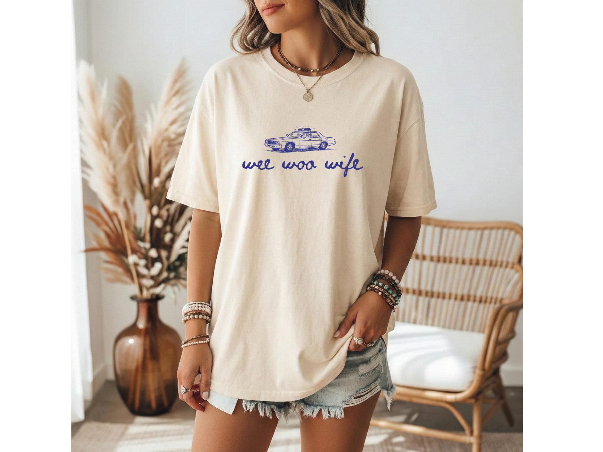 Wee Woo Wife Vintage Patrol Car Tee