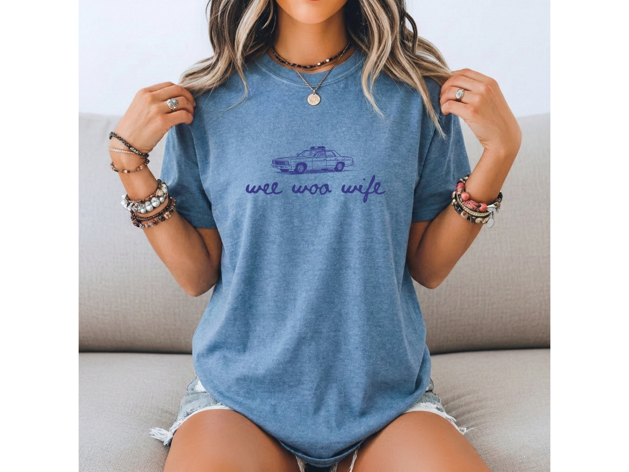 Wee Woo Wife Vintage Patrol Car Tee