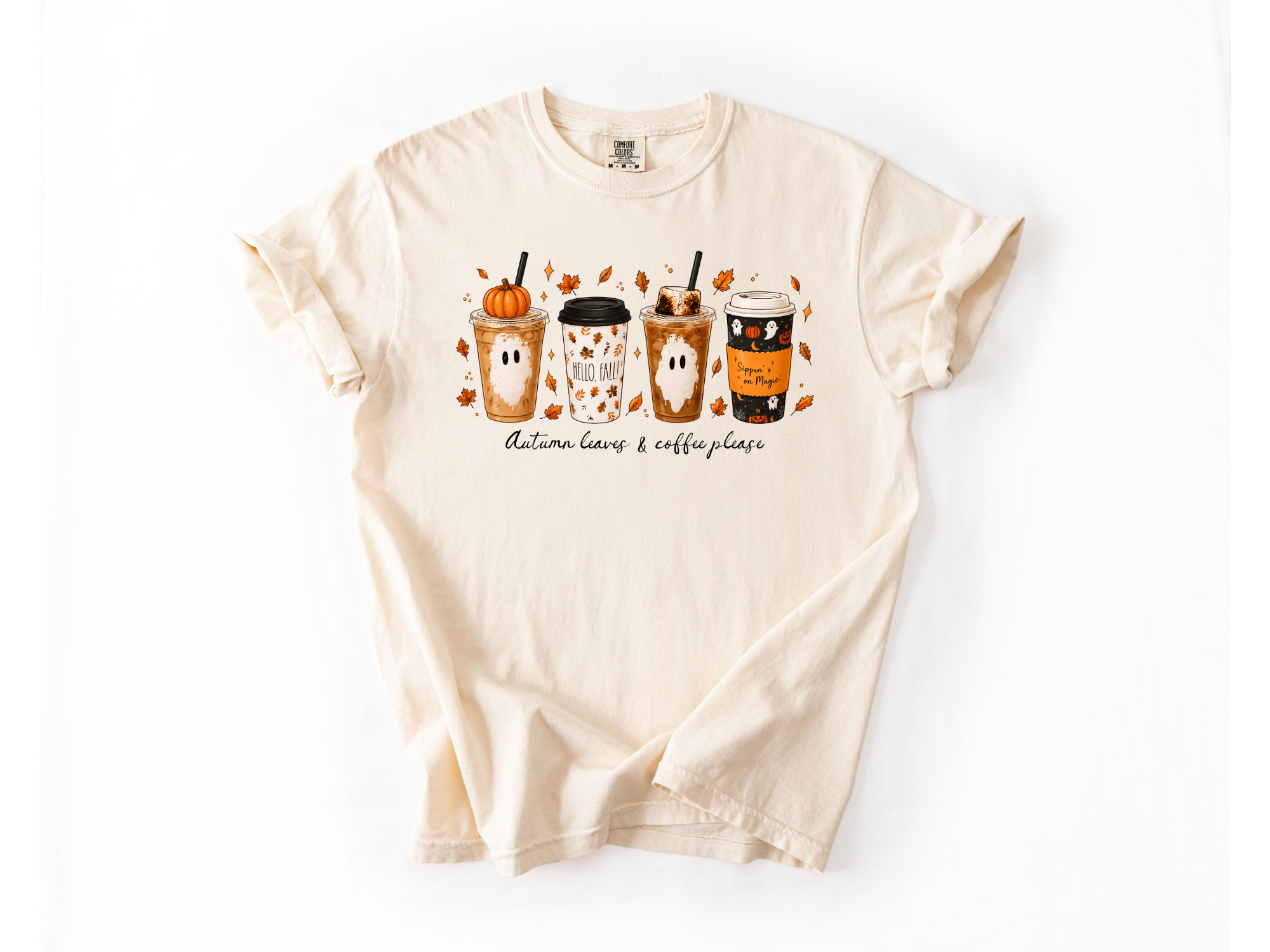 Autumn Leaves & Coffee Please Graphic Tee